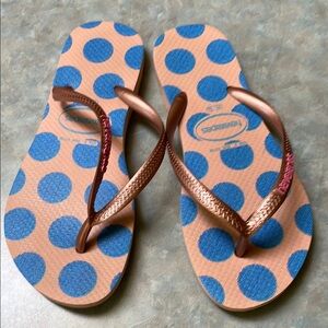 Havaianas Polka Dot Flip Flop Sandals (sz 6)